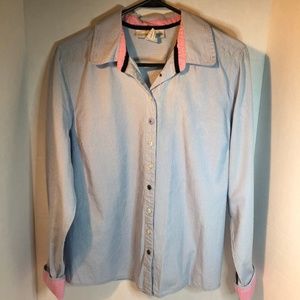 Sag Harbor Button Down Blue Striped Shirt Large